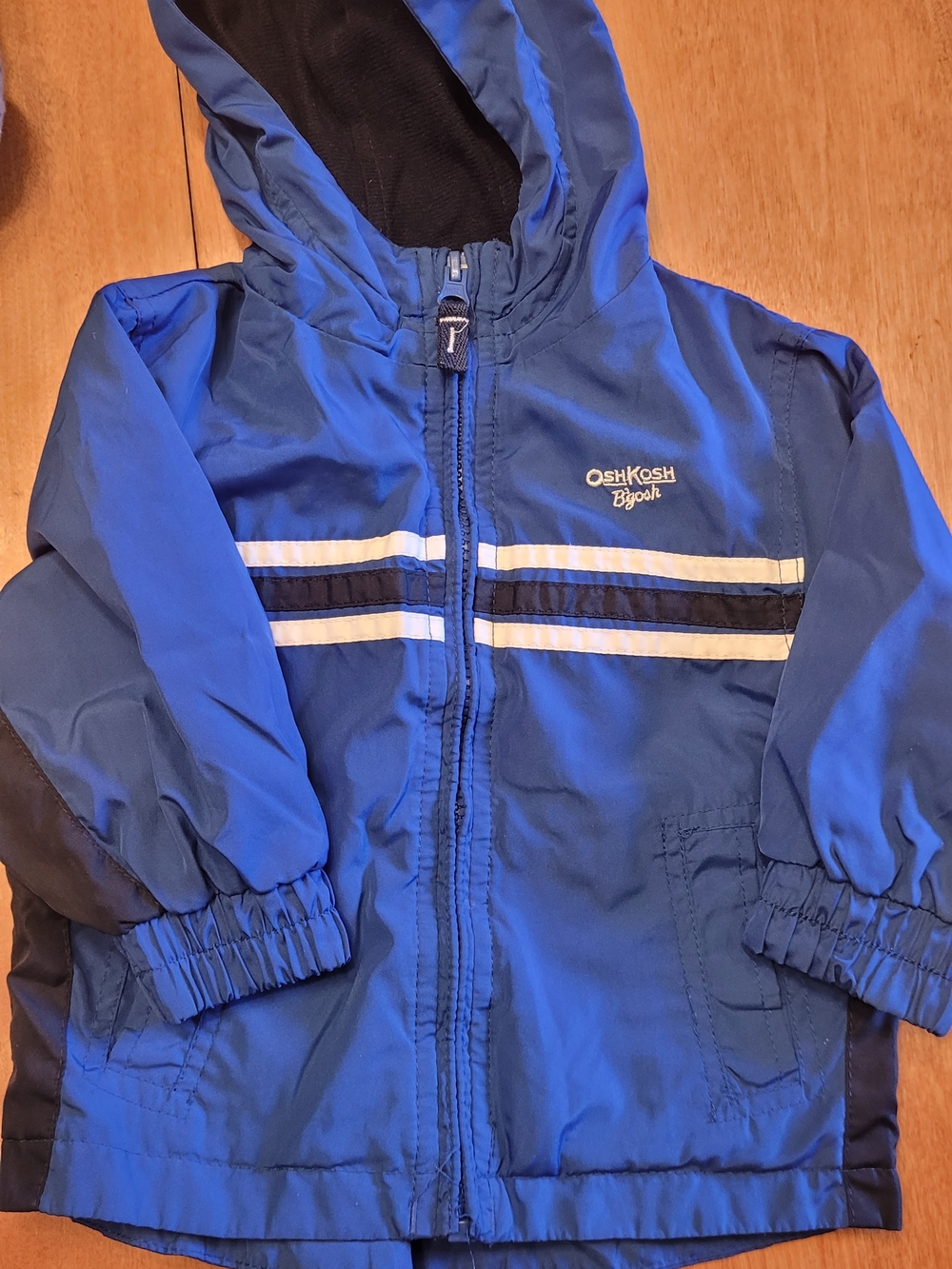 OshKosh B'gosh Royal Blue Hooded Rain Jacket with Stripe Detail